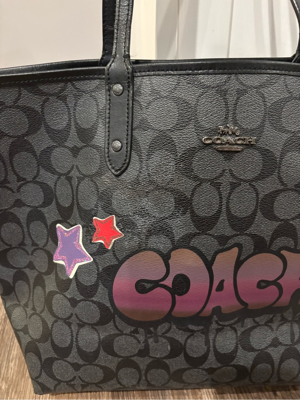 Coach Reversible City Tote in signature black and grey - Picture 2 of 6